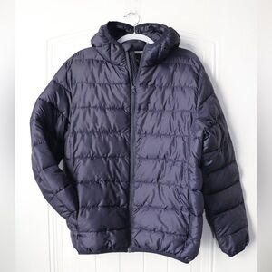 H&M Men’s Hooded Puffer Jacket — Size S (navy )